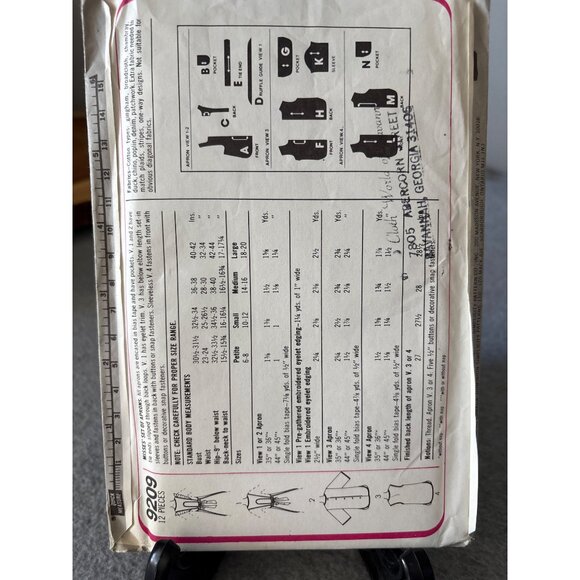 Vintage Simplicity 9209 Womens Apron Pattern Size 10-12 Uncut Sewing Craft - Picture 4 of 7